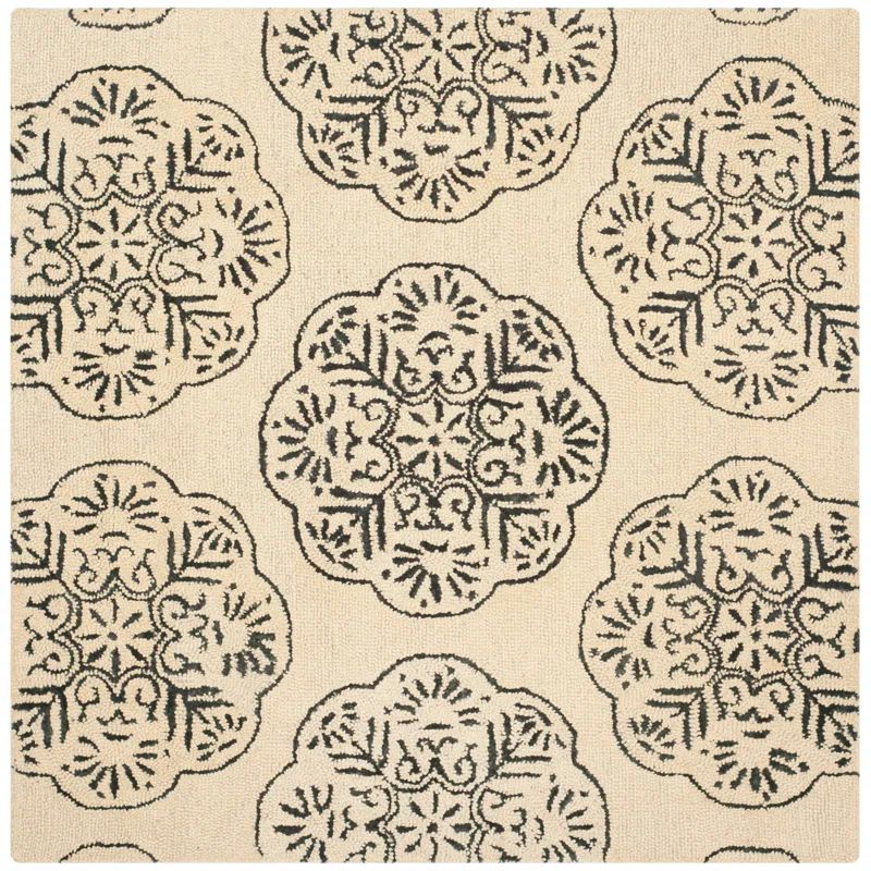 Bella Ivory and Charcoal Hand-Tufted Wool Square Area Rug