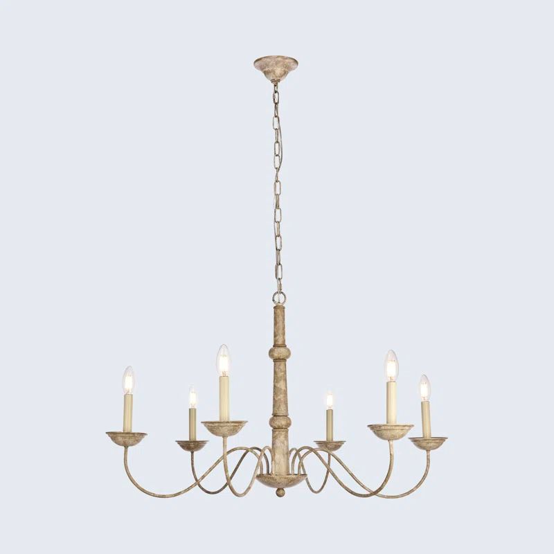 Merritt Weathered Dove 6-Light Traditional Candle Chandelier