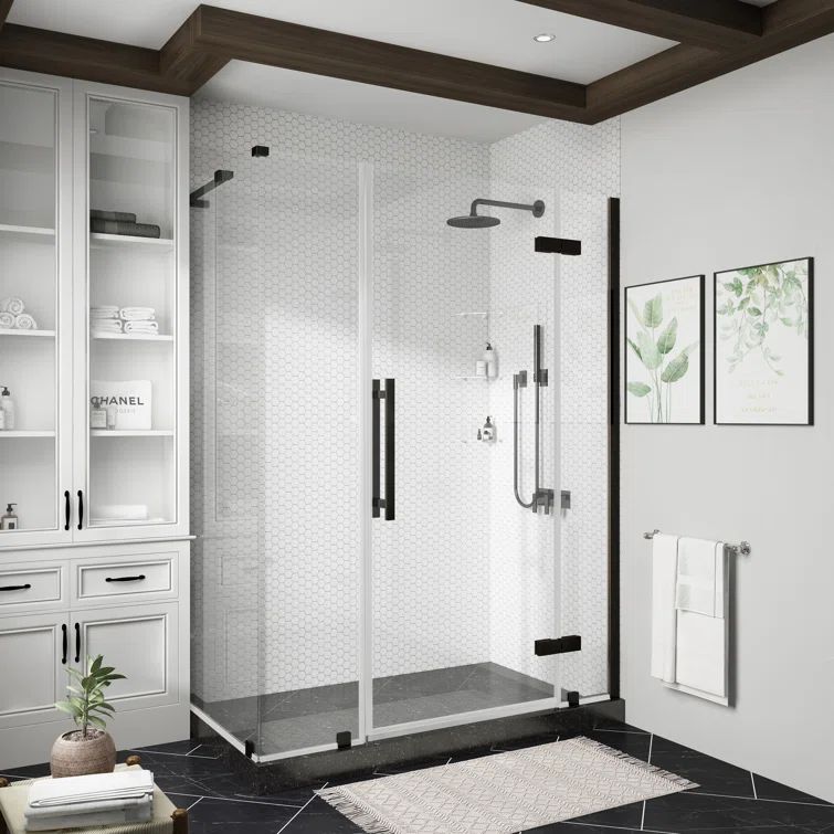 Bronze Frameless Corner Shower Kit with Tempered Glass Panels