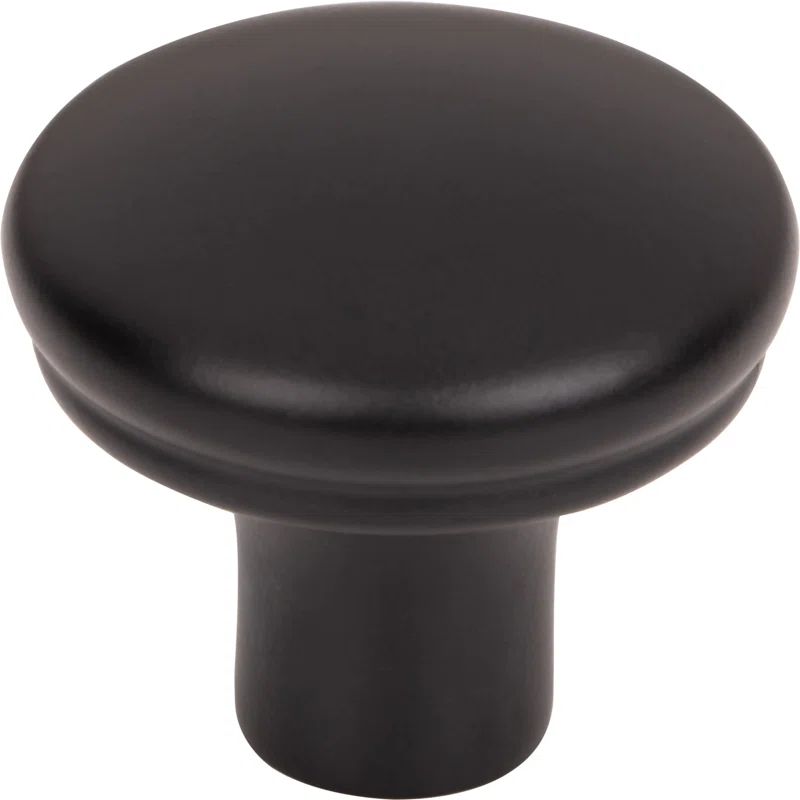 Flat Black Round Modern Cabinet Knob with Mounting Hardware