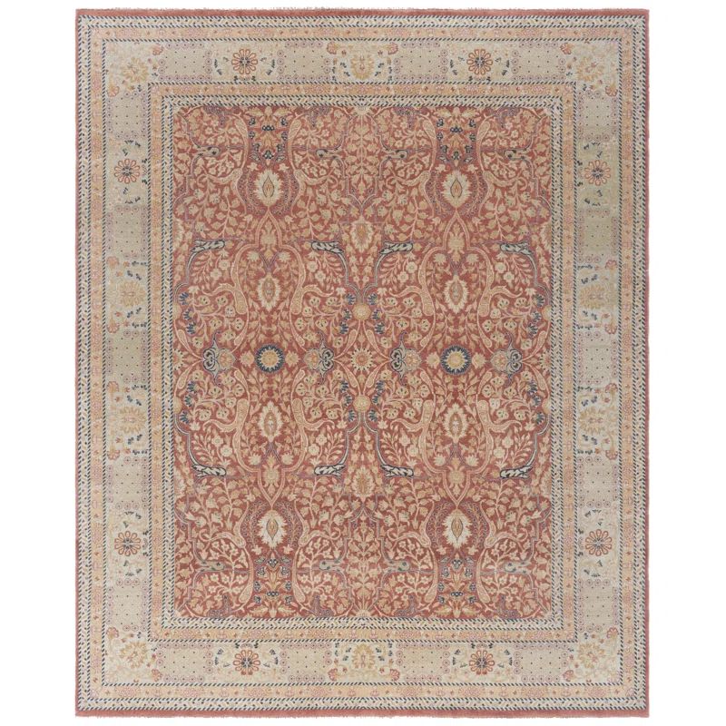 Haj Jalili 4' x 6' Rust and Gold Hand-Knotted Wool Rug