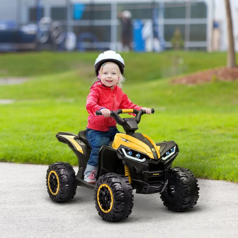 Yellow 12V Kids Electric Ride-On ATV Quad with Headlights