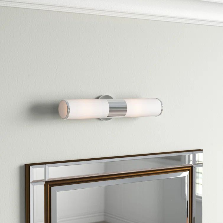 Brushed Nickel 2-Light Vanity with Satin Opal Glass Shades