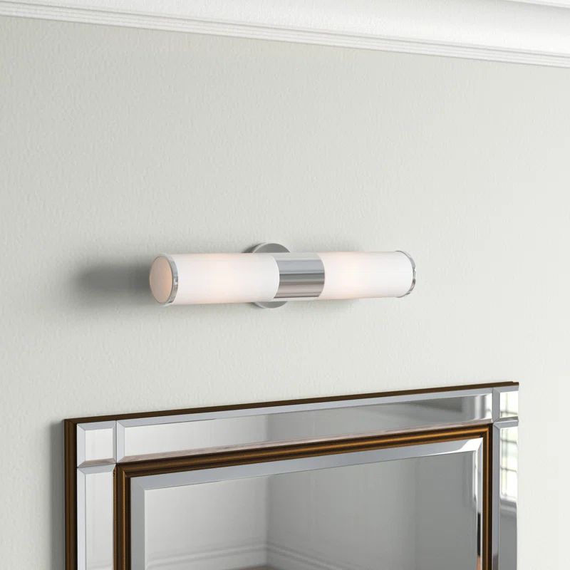 Brushed Nickel 2-Light Vanity with Satin Opal Glass Shades