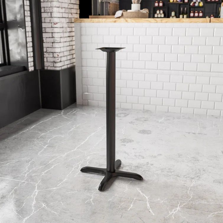 Black Cast Iron Bar Height Table Base with Cross Style Design