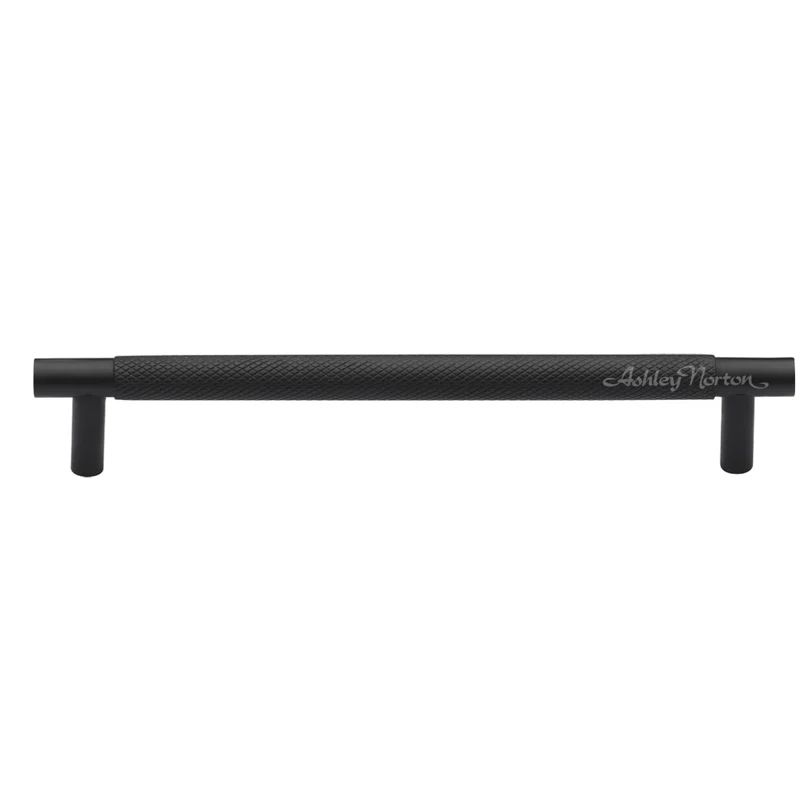 6" Black Brass Knurled Cabinet Bar Pull with Mounting Hardware