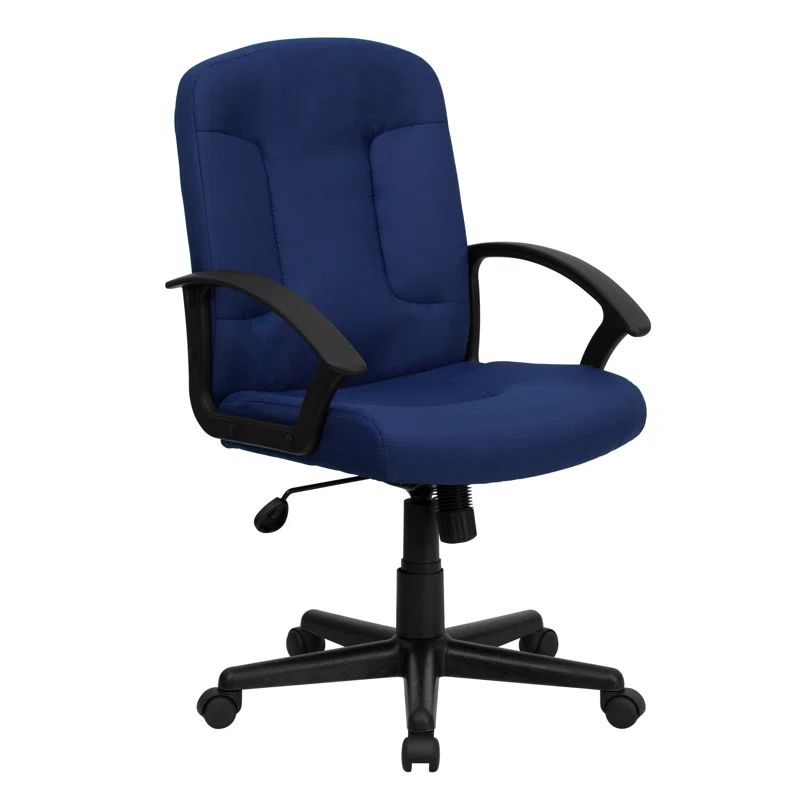 Navy Elegance Swivel Mid-Back Executive Chair with Fabric Upholstery