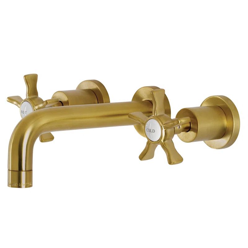 Hamilton Traditional Brushed Brass Wall Mounted Bathroom Faucet