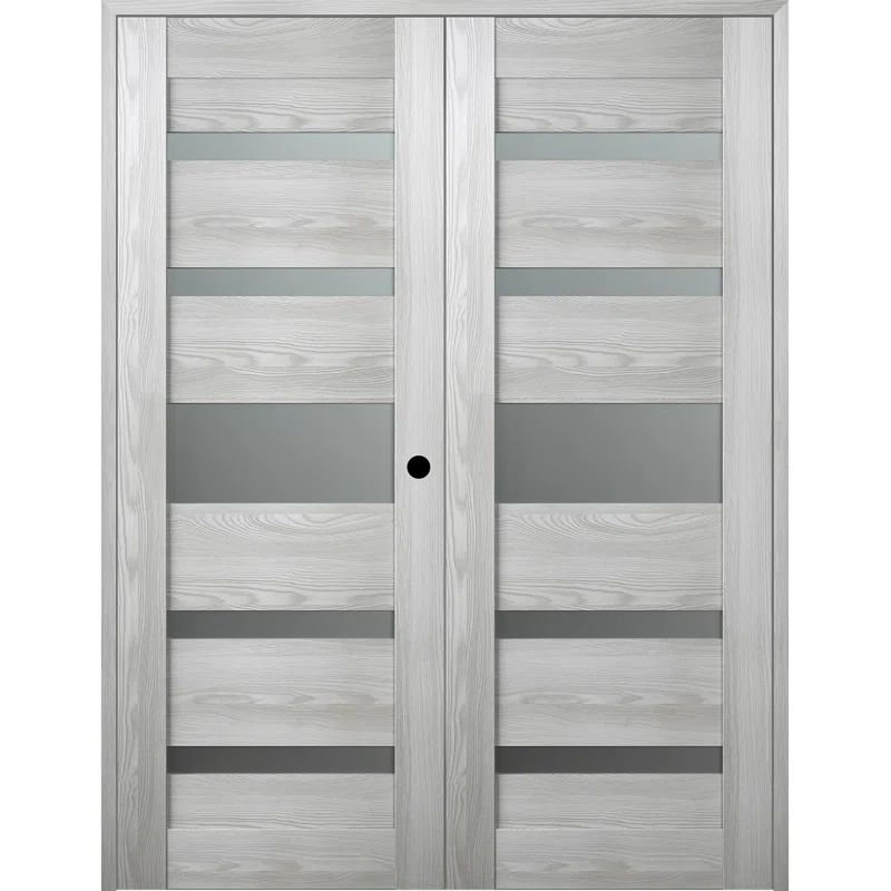 Rebeira Ash Frosted Glass 5-Lite Pine French Doors