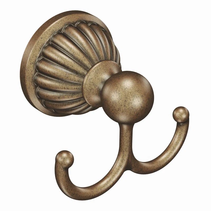 Distressed Bronze Double Robe Hook with Mounting Hardware