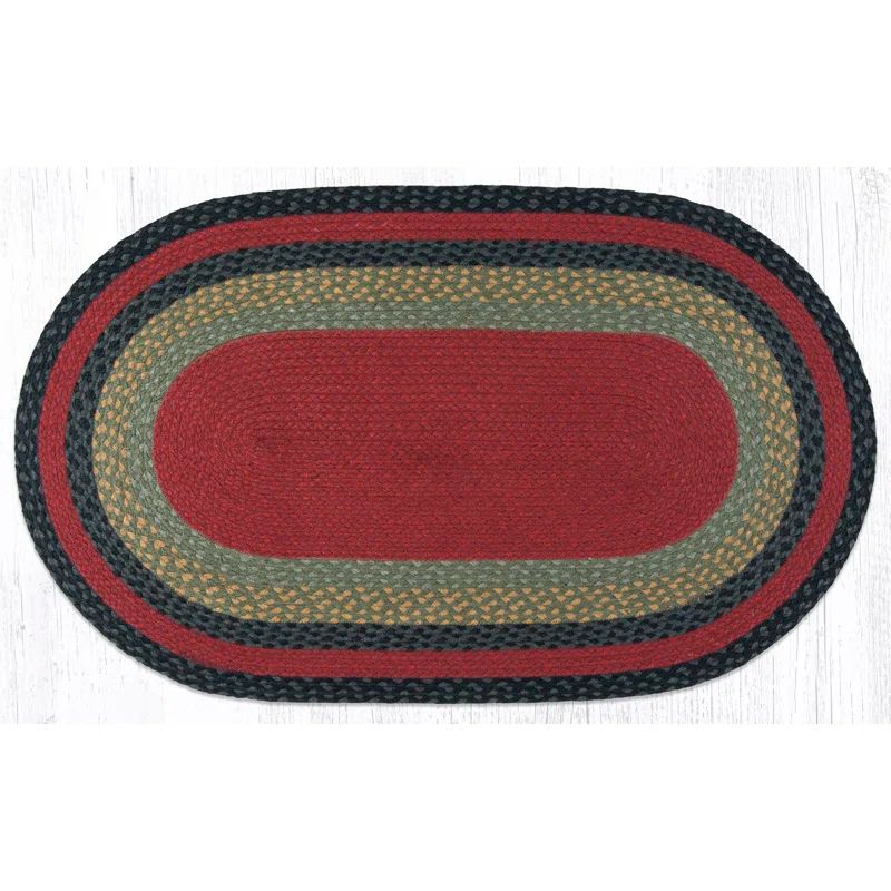 Handmade Multicolor Jute Oval Braided Rug 27" x 45"
