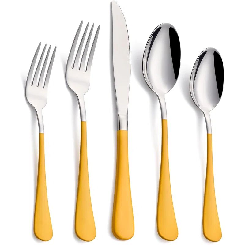 20-Piece Yellow Stainless Steel Flatware Set, Service for 4