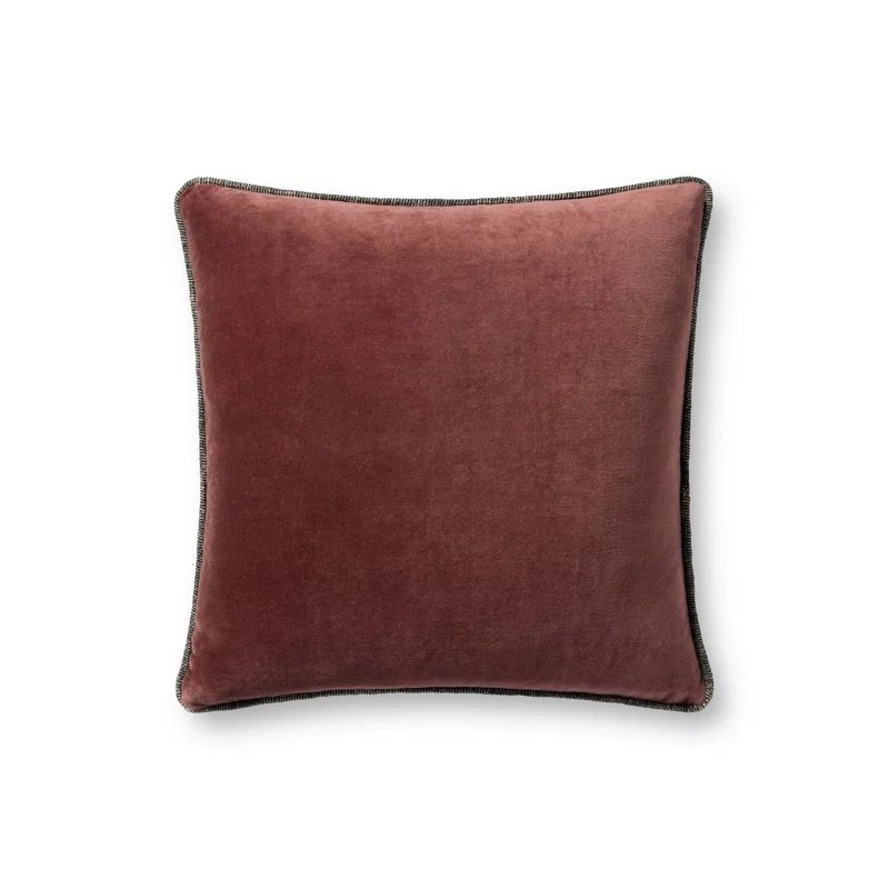 Wine Velvet 18'' x 18'' Square Pillow Cover with Piped Edges