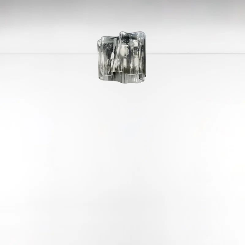 Gray Smoke Glass Semi Flush Mount Ceiling Light