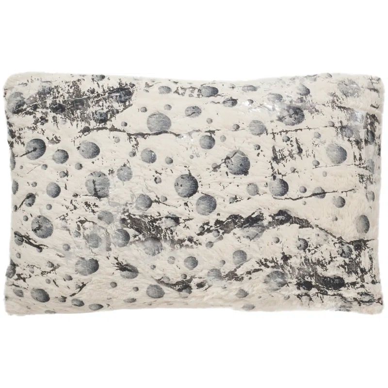 White Faux Fur Abstract Pattern Rectangular Pillow Set