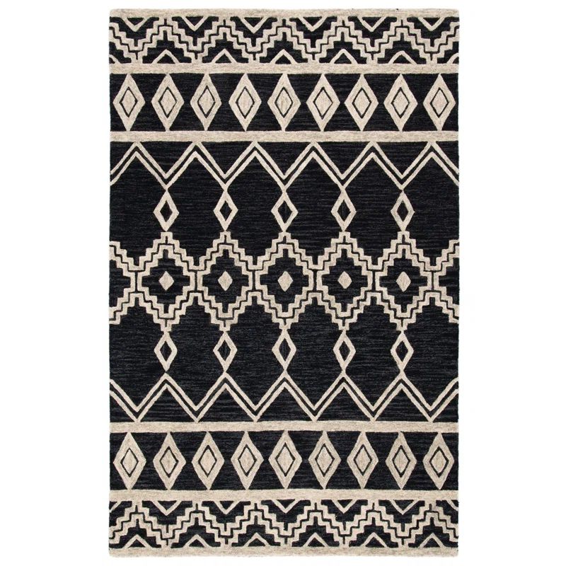 Handmade Ivory Abstract Wool Rug 3' x 5'
