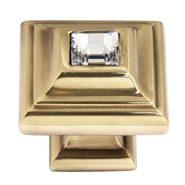 Polished Antique Square Crystal Cabinet Knob