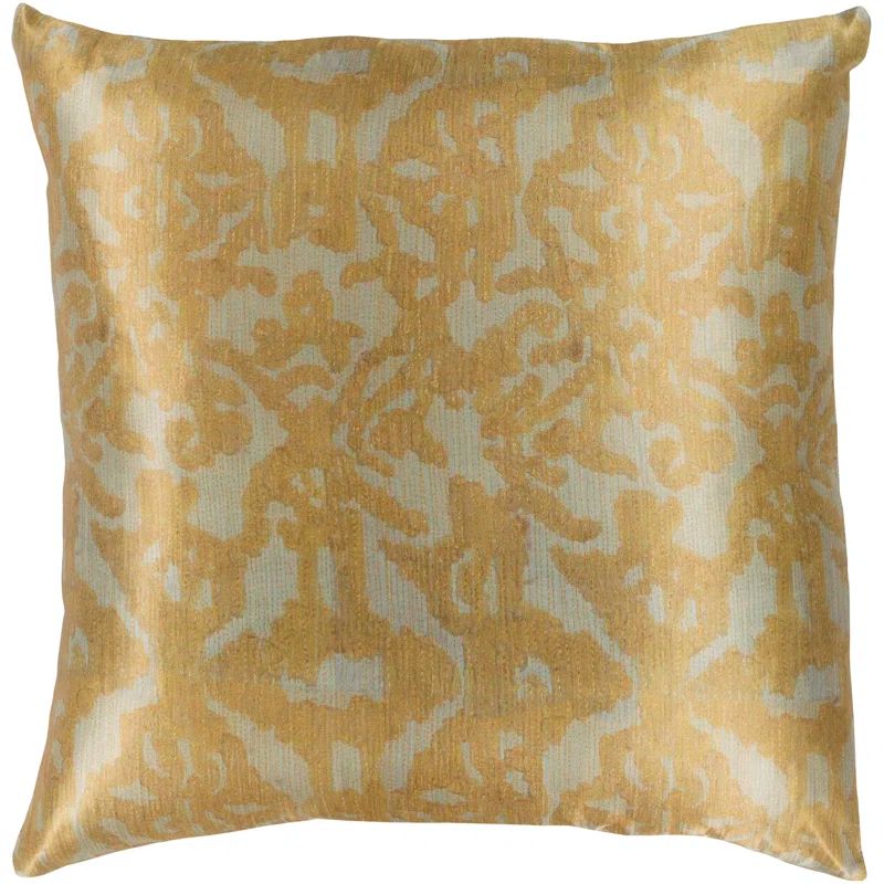 Wheat Damask Polyester Square Throw Pillow Cover