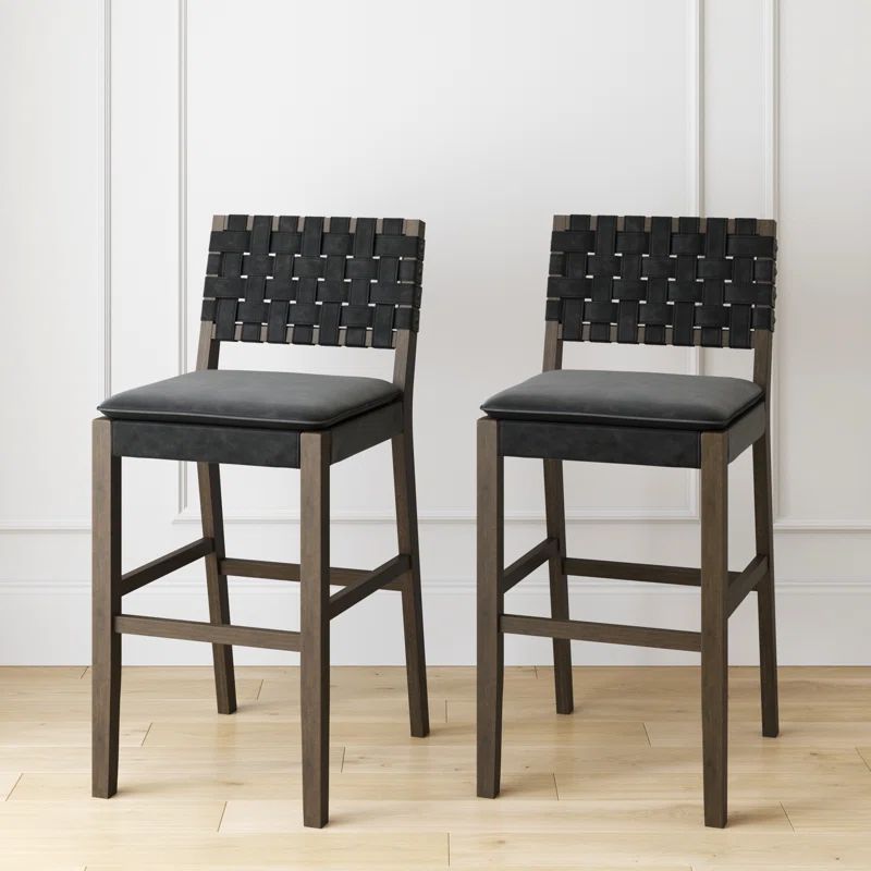 Cohen Black Faux Leather and Wood Upholstered Side Chair Set