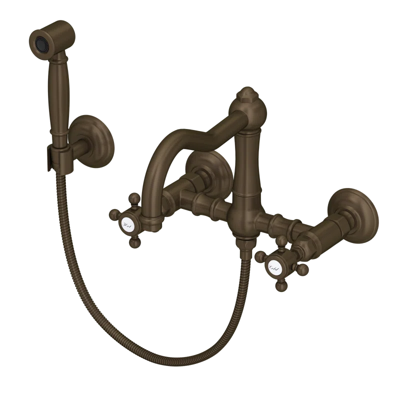 Classic Italian Wall-Mounted Kitchen Faucet in Polished Nickel