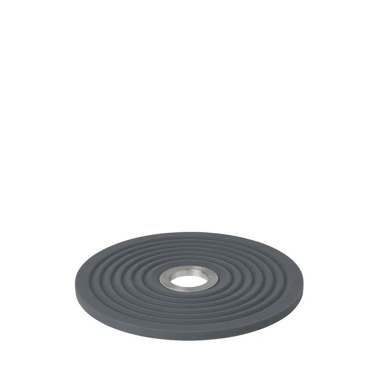 Charcoal Gray Round Silicone Trivet with Stainless Steel Accent