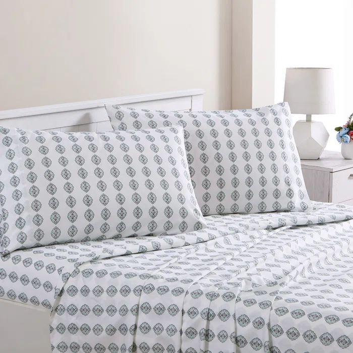 Claire Geometric Print California King Microfiber Sheet Set