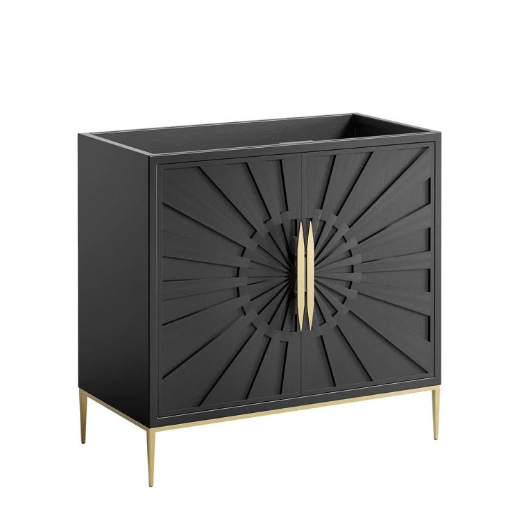 Modway Awaken 36" Black Solid Wood and MDF Bathroom Vanity Cabinet