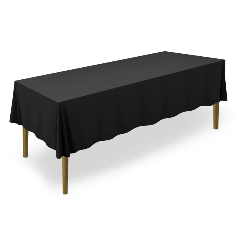 Black Polyester Rectangular Tablecloth for Weddings and Banquets
