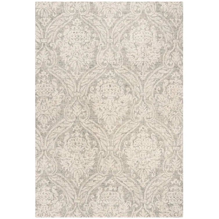 Harmony Abstract Hand-Tufted Wool Round Rug in Gray - 59"