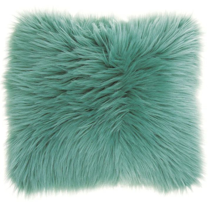 Celadon Faux Fur Square Kids Throw Pillow Set