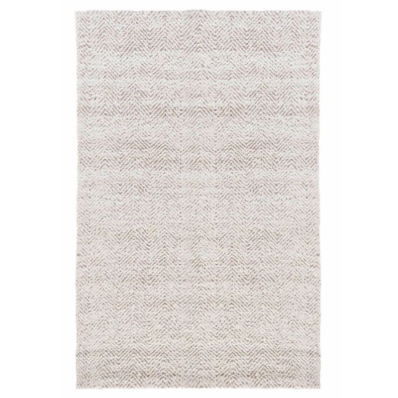 Ivory Herringbone Handwoven Wool Rectangular Rug