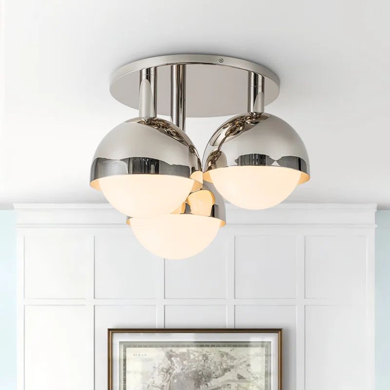 Nickel 3-Light Globe Semi Flush Mount Ceiling Fixture