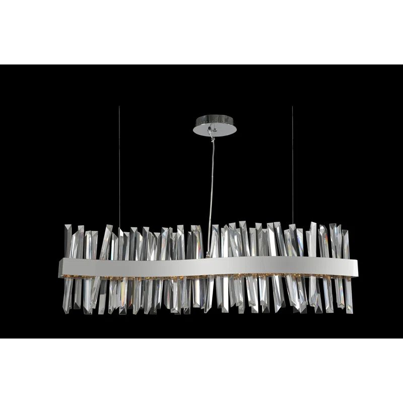 Glacier 42" LED Island Pendant with Crystal and Chrome Finish
