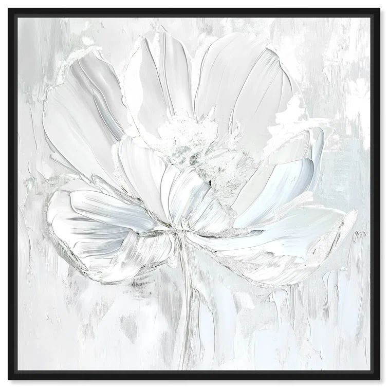 Off-White Magnolia Floral Canvas Wall Art with Gold Frame