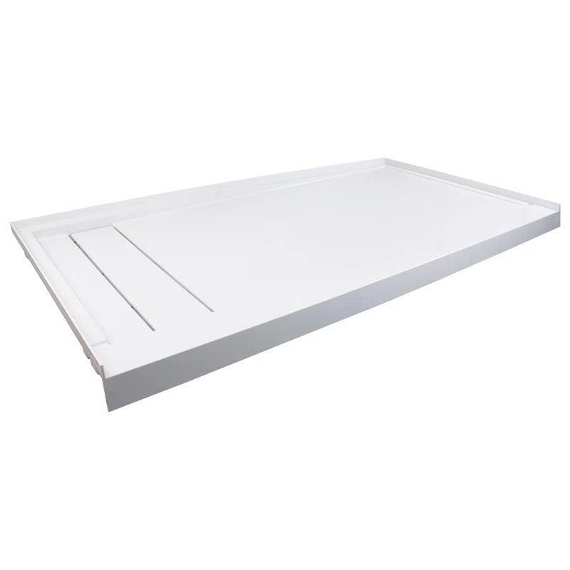 Ultra Low Linear 60'' White Solid Surface Rectangular Shower Base