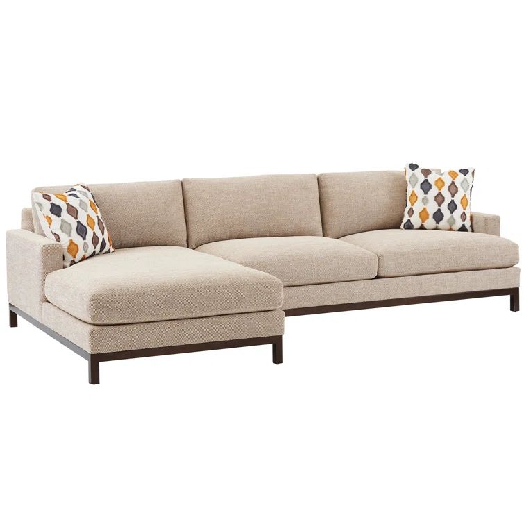 Elegant Taupe and Bronze 62" Metal Frame Sectional Sofa