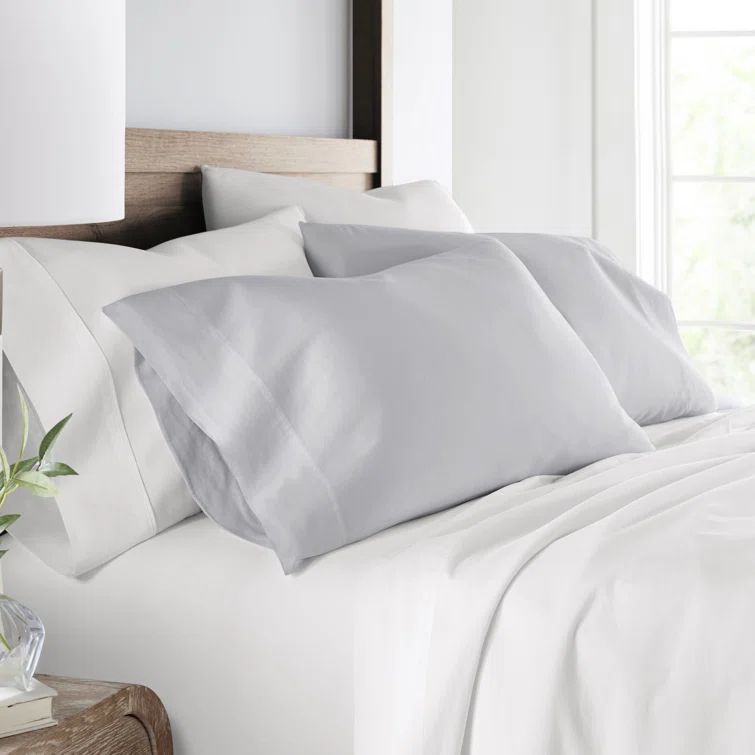 Light Gray Cotton Sateen Standard Pillowcase Set