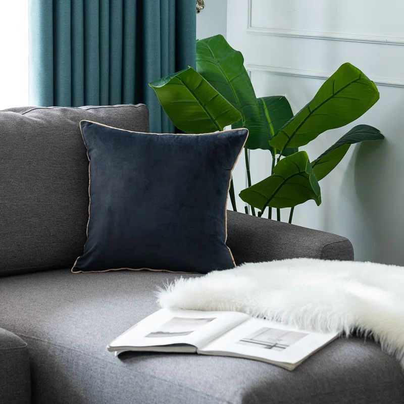 Navy Velvet 18" Square Throw Pillow Set