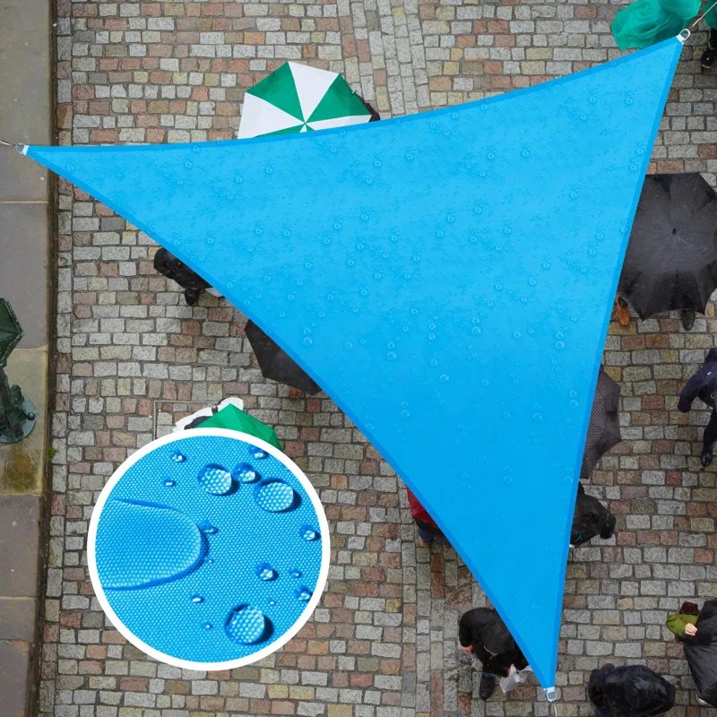 Blue Waterproof 16' Triangle Shade Sail for Patio