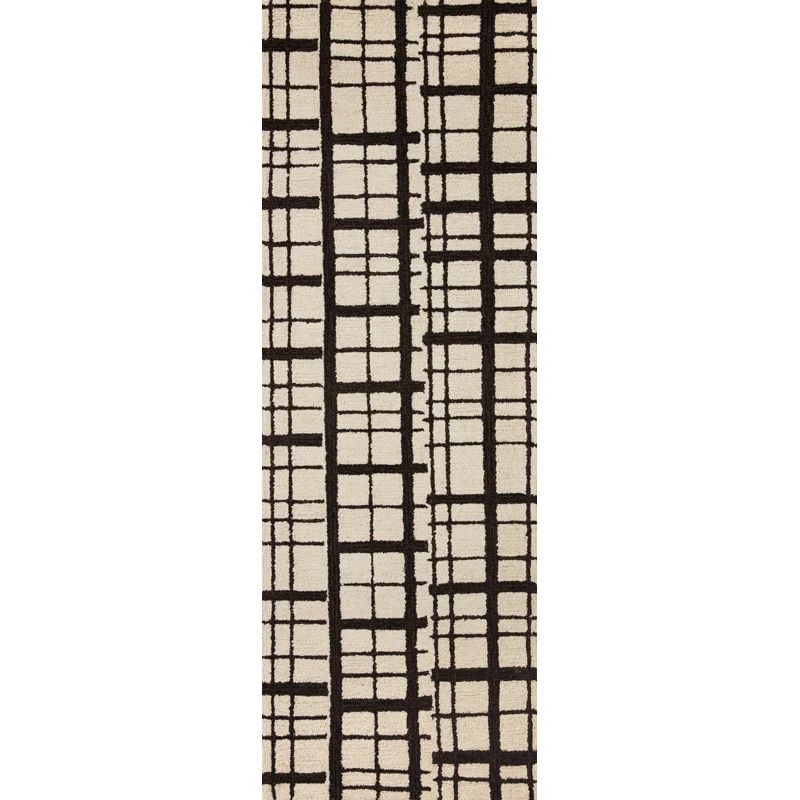 Hand-Tufted 18" Square Black Wool Polly Area Rug Sample