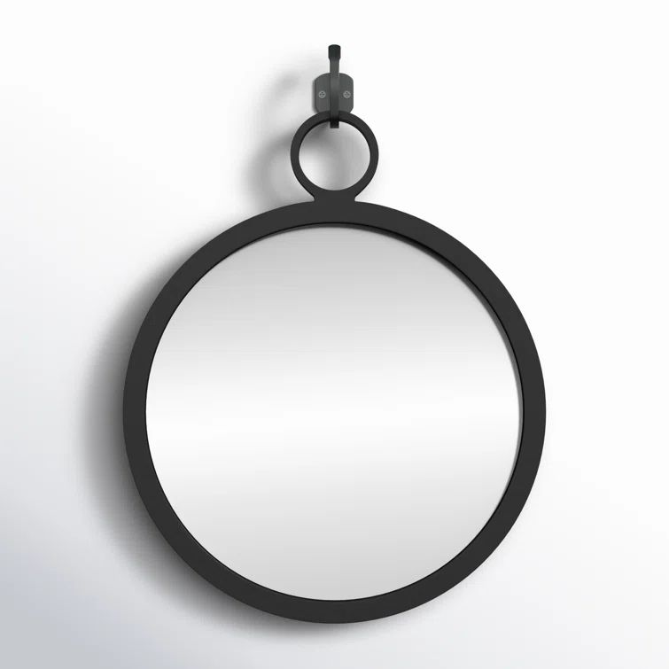Higgins 19.5'' Matte Black Aluminum Round Wall Mirror