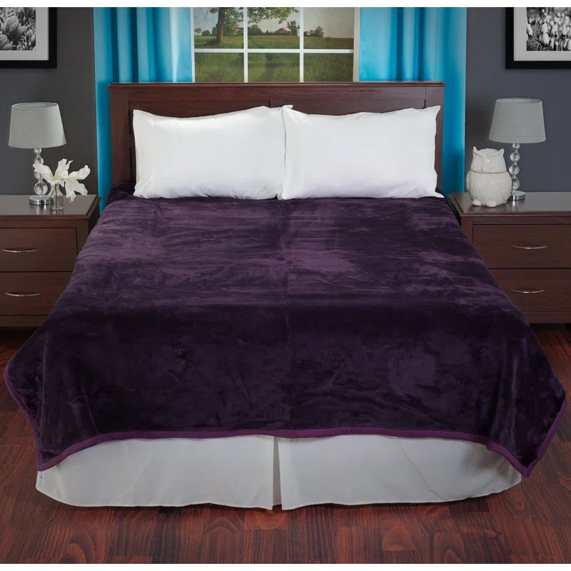 Purple Faux Fur Heavy Plush Travel Blanket