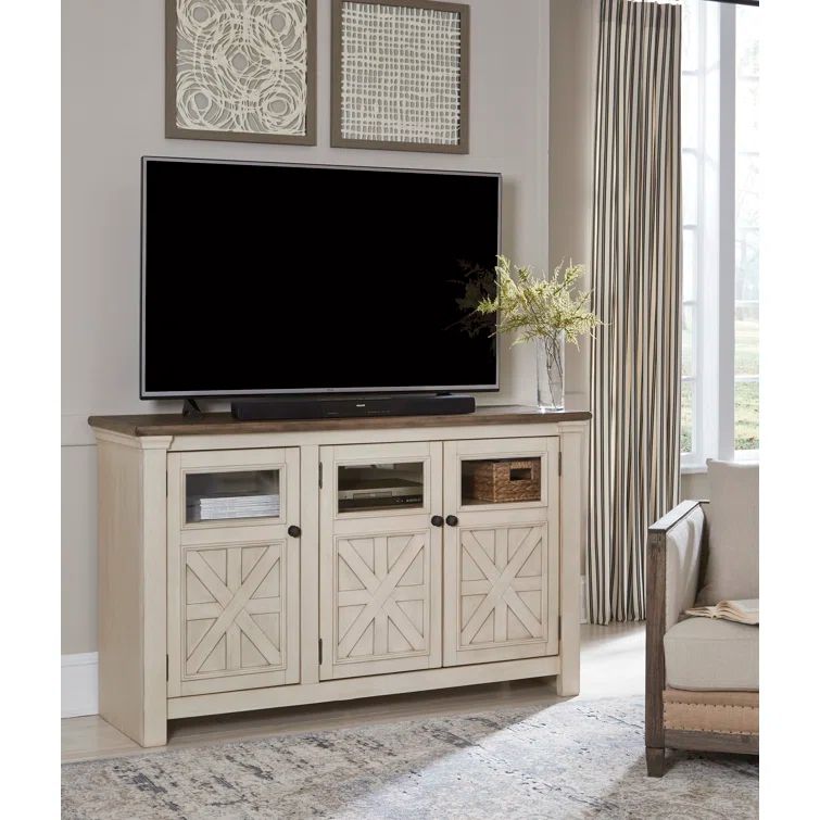 Bolanburg 60" Gray and White Two-Tone TV Stand with Cabinet