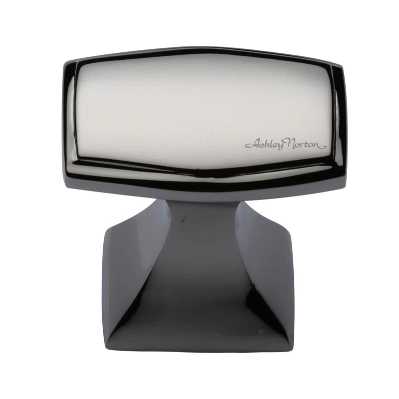 Polished Nickel Rectangular Cabinet Knob with Mounting Hardware