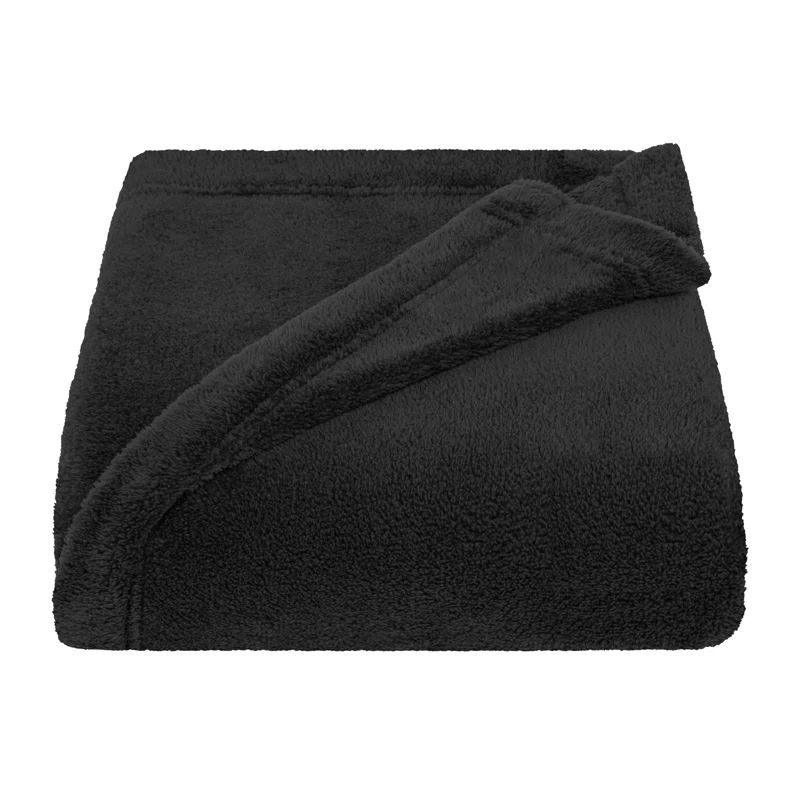 Black Plush Fleece Throw Blanket, 50x60 Inches