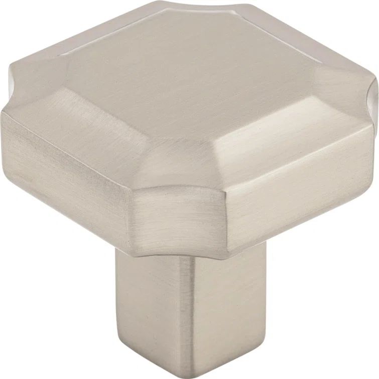 Brushed Nickel Geometric Cabinet Knob with Mounting Hardware