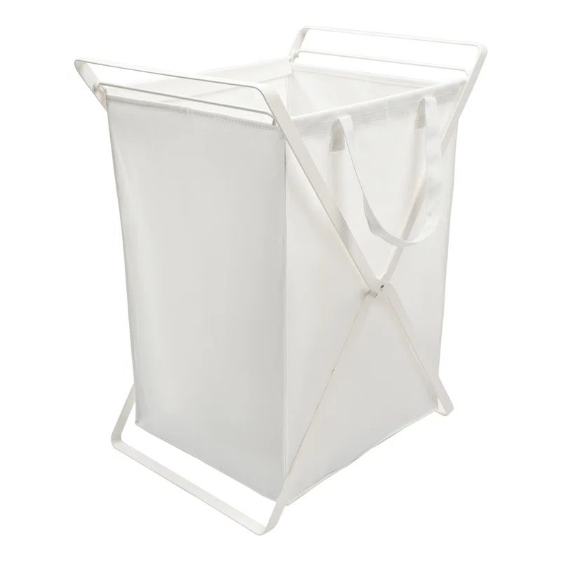 Large White Collapsible Steel Frame Laundry Hamper
