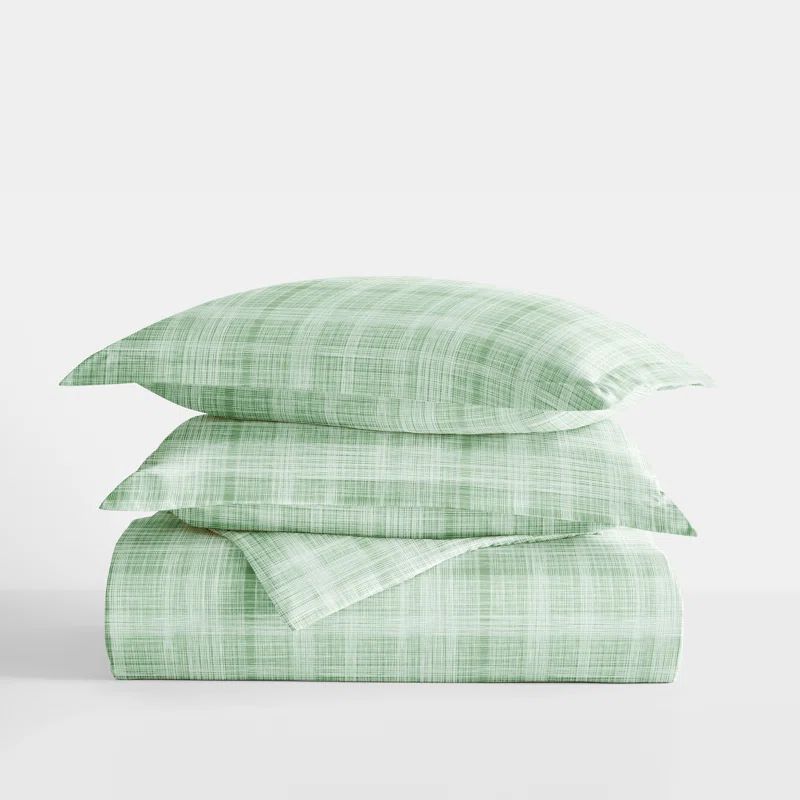 Forest Green Microfiber Full/Queen Duvet Cover Set with Shams