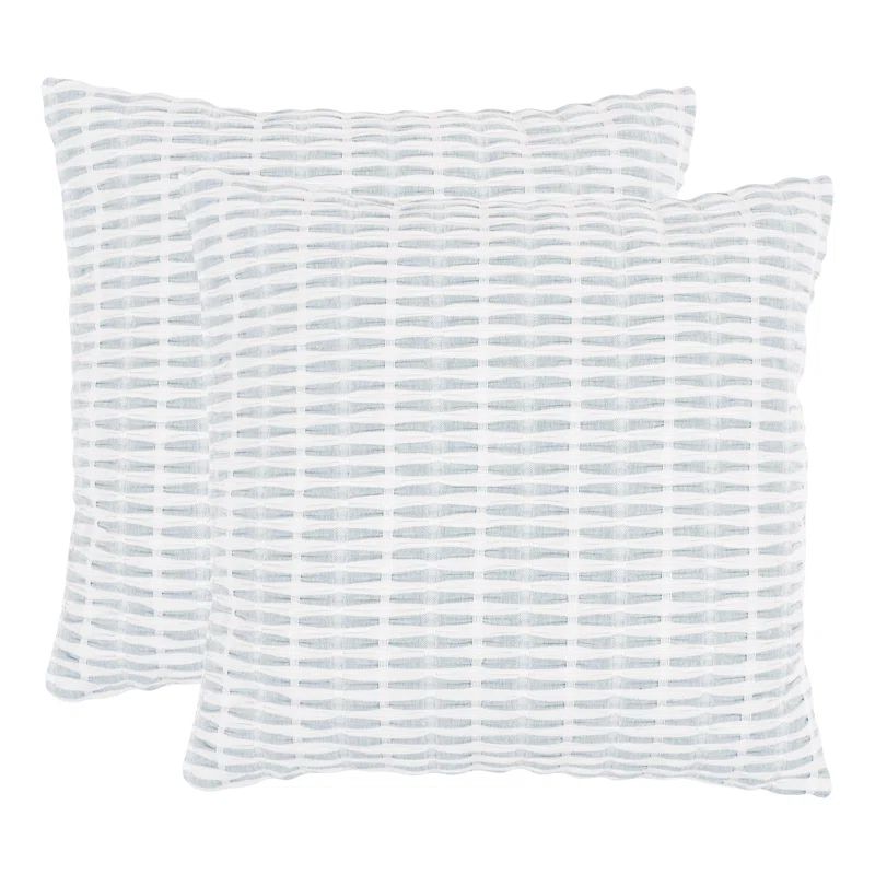 Atlantic Blue and White Cotton Euro Pillow Covers Set