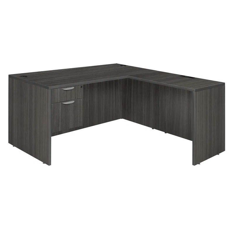 Ash Grey Legacy L-Shaped Professional Corner Desk with Drawers